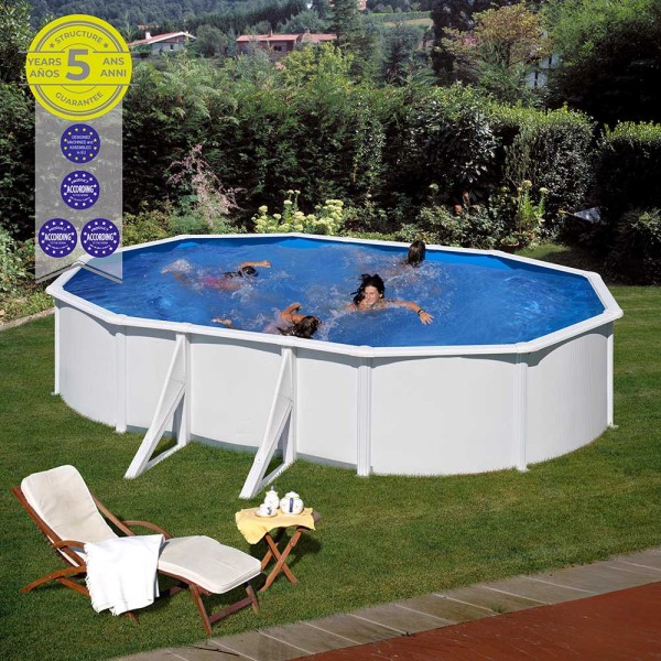 Piscina ovalada 500x300x120cm acero blanco KIT500ECO Gre - ¡Disfruta del verano!