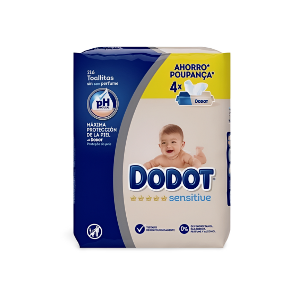 Dodot Toallitas Sensitive 4 Unidades: Limpieza Suave para la Piel Sensible de tu Bebé