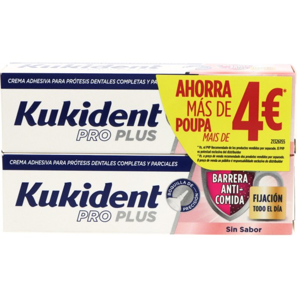 Kukident Pro Plus Barrera Anticomida Sin Sabor 2x40 g Promo