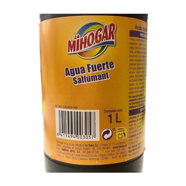 Mihogar Aguafuerte Salfumant 1L – Limpiador desincrustante para baño y azulejos | 5 % dto. código DROGUERIA